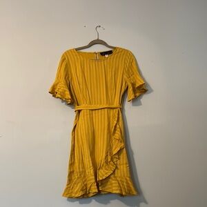 Yellow Ruffle Sleeve Dress